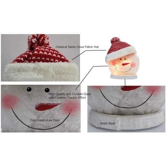 Christmas Snowman Electric Light Glass Lamp with Santa Claus Hat Holiday Décor - Picture 6 of 11